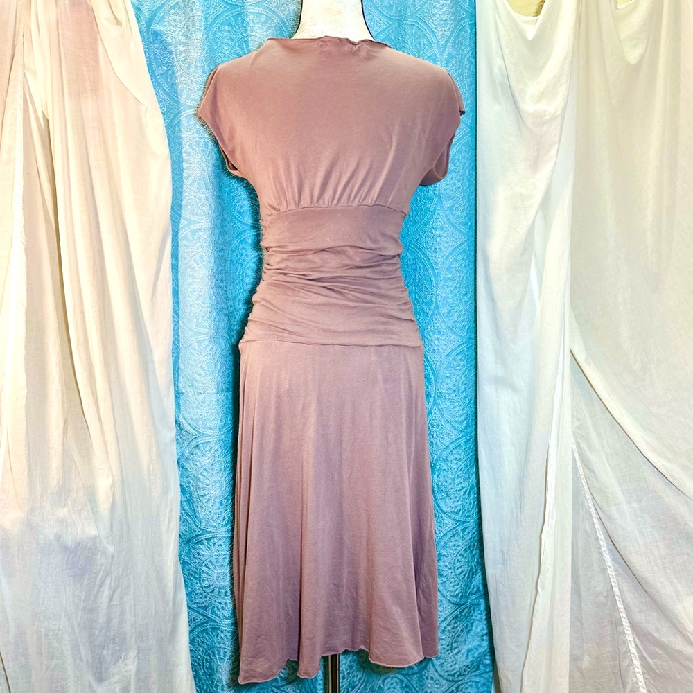 #D4 Velvet by graham & spencer Fit & Flare Ruched Midi Dress Sz M - Picture 5 of 11